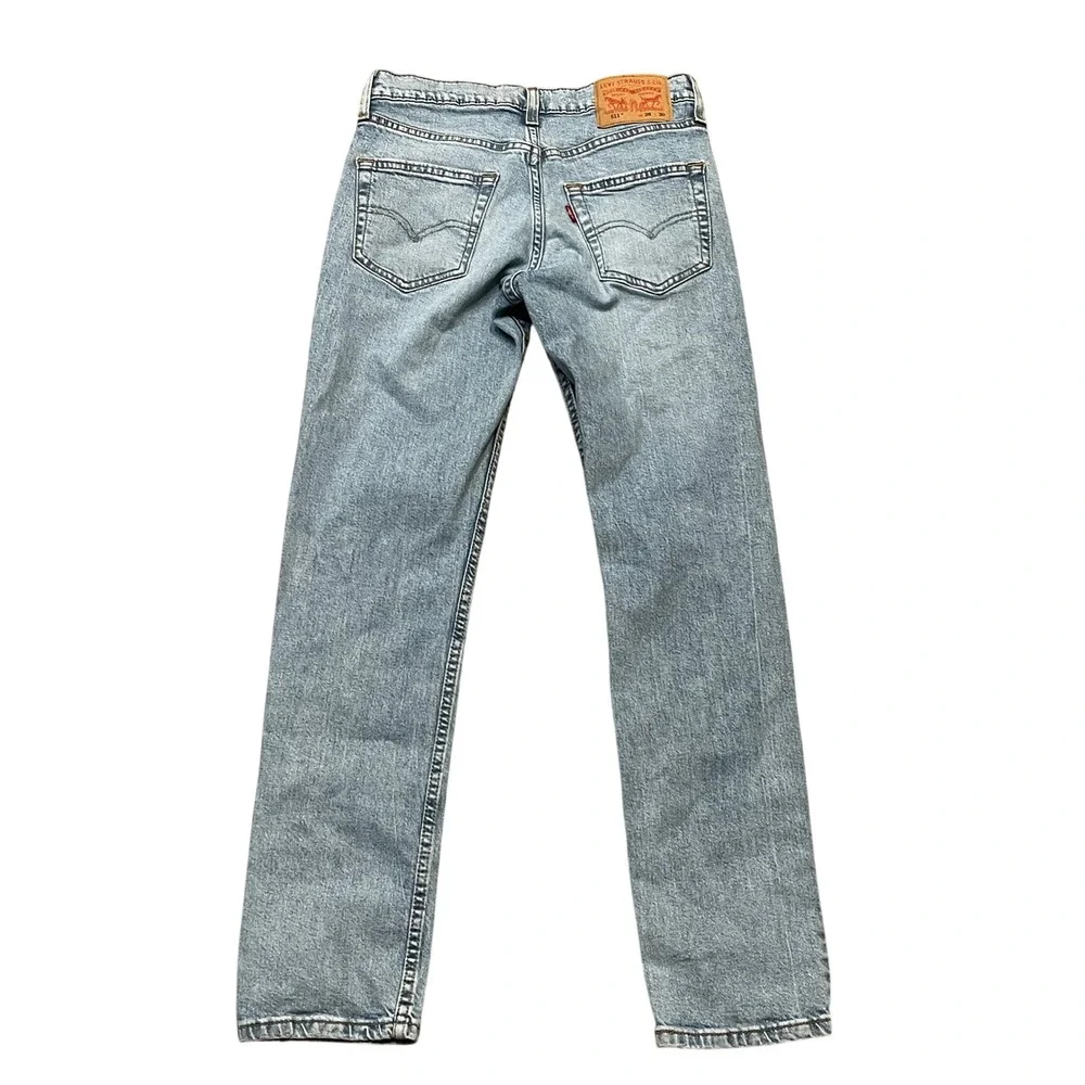 Levis 511 Slim Fit Light Wash Blue Denim Jeans Mens 28x30 WaterLess Stretch